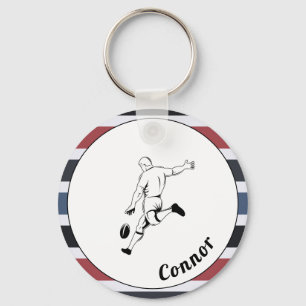 Rugby Player's Name Striped Masculine Sport Thema Schlüsselanhänger