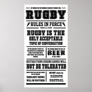 Rugby-Regeln in Kraft - großes Poster