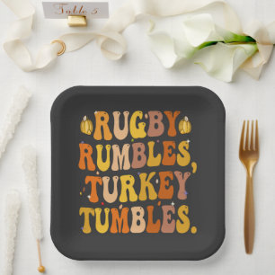 Rugby Rumbles Turkey Tumbles Funny Erntedank Pappteller