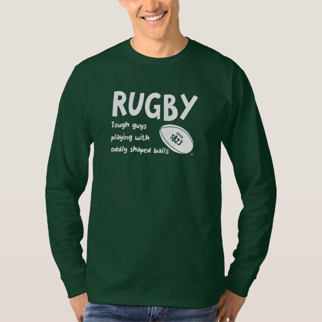 Rugby Spaß Tough Typ und Odd Balls T - Shirt (Vorderseite)