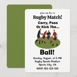Rugby-Spiel Tragen Passen Oder Kicken Den Ball Spo Einladung