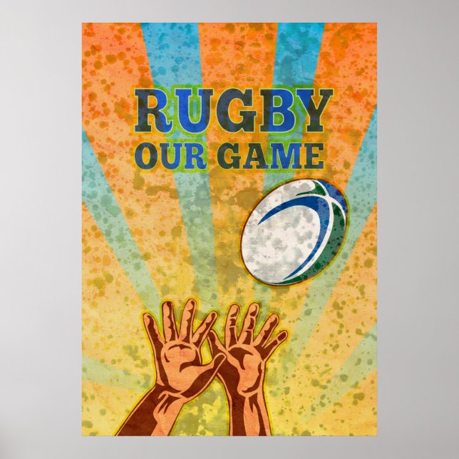 Rugby-Spieler greifen Kugel Poster (Vorne)
