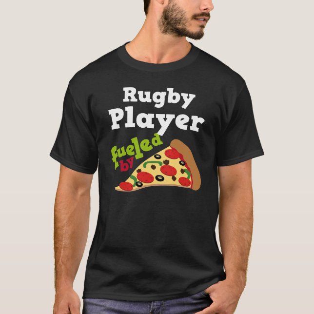 Rugby-Spieler-(lustiges) Pizza-T-Shirt T-Shirt (Vorderseite)