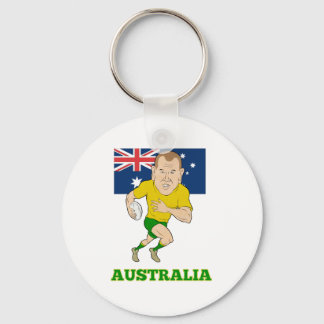 Rugby-Spieler mit Ball-Australia-Flagge Schlüsselanhänger