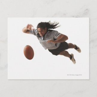 Rugby-Spieler tauchen für Ball Postkarte