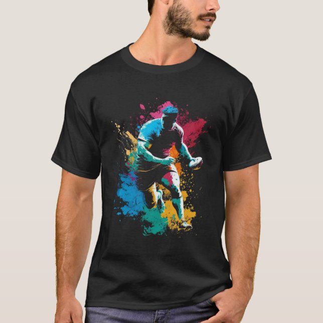 Rugby Splash Rugger Retro Rugby Player T-Shirt (Vorderseite)