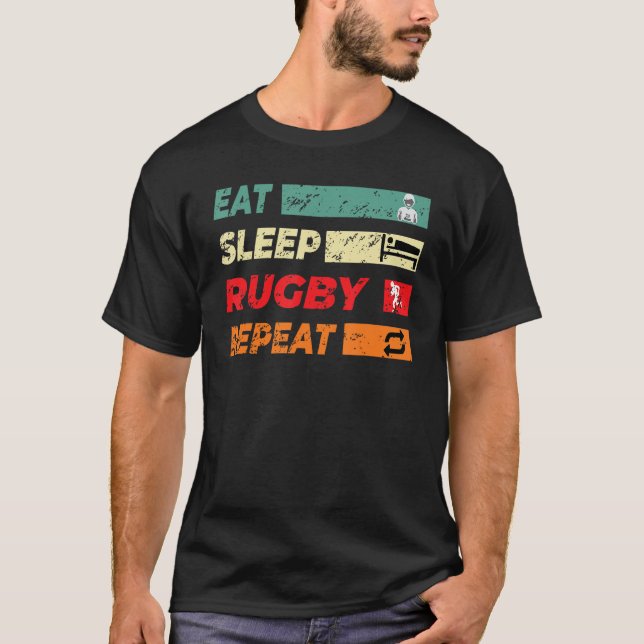 Rugby Sports Player Eat Sleep Rugby Wiederholung M T-Shirt (Vorderseite)