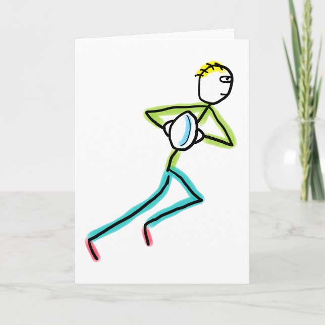 Rugby Stickman Karte (Vorderseite)