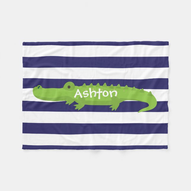 Rugby Stripes Alligator personalisieren Fleece Bla (Vorderseite (Horizontal))