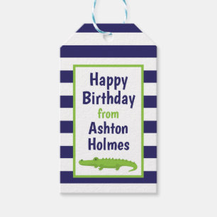 Rugby Stripes Alligator Personalisierte Gift-Tags Geschenkanhänger