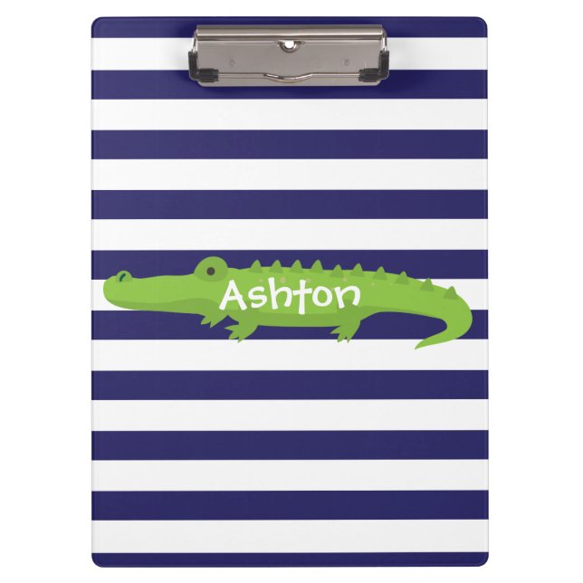 Rugby Stripes Alligator Personalisierte Zwischenab Klemmbrett (Vorderseite)