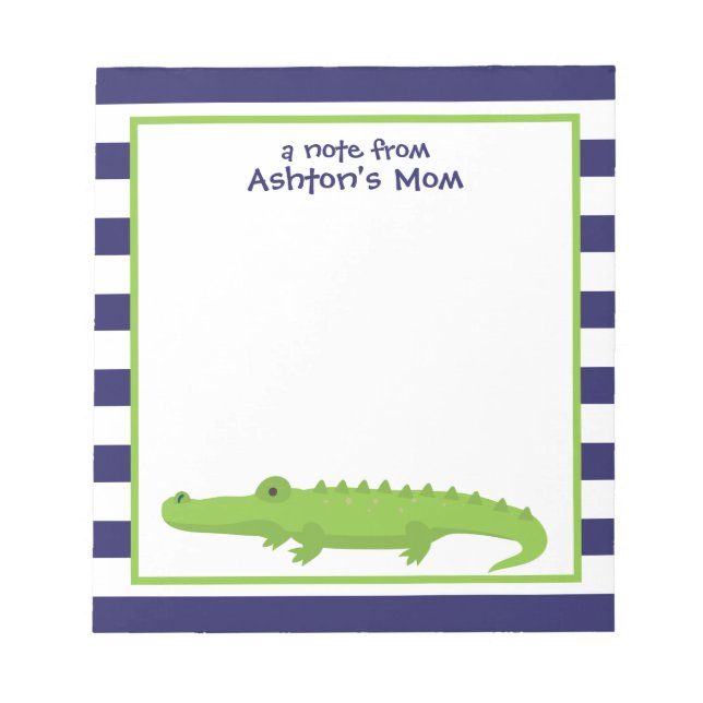 Rugby Stripes Alligator Personalisierter Notepad Notizblock (Vorderseite)