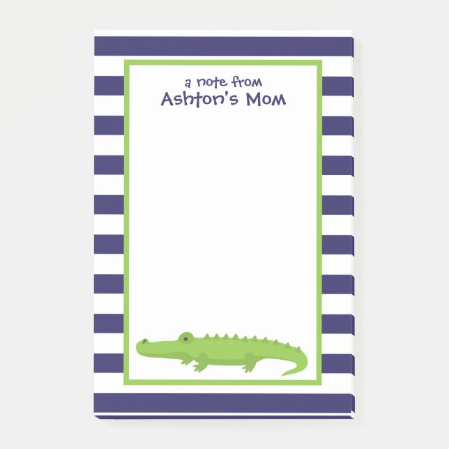 Rugby Stripes Alligator Postit Notepad Post-it Klebezettel (Vorderseite)