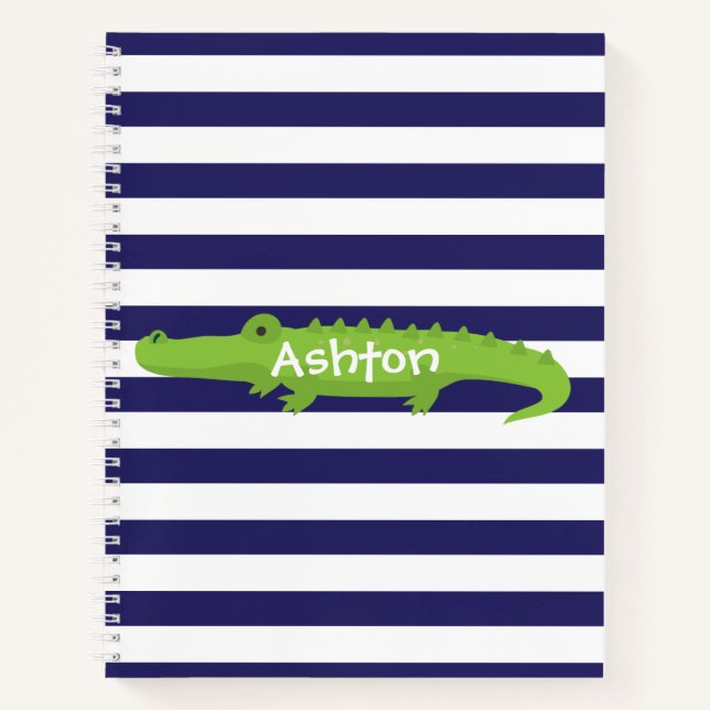 Rugby Stripes Alligator Spiral Notebook Notizbuch (Vorderseite)
