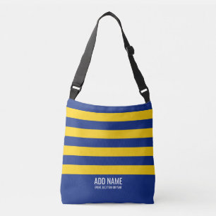Rugby Stripes Simple Monogram - Navy und Yellow Tragetaschen Mit Langen Trägern