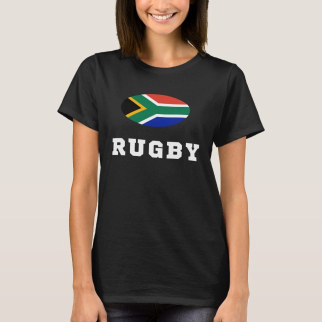 Rugby-Text mit Südafrika-Flagge T-Shirt (Vorderseite)