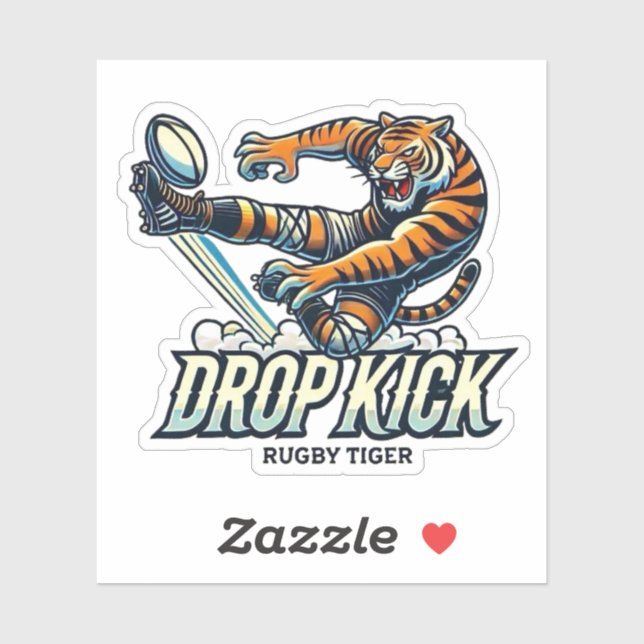 Rugby Tiger Drop Kick Aufkleber (Blatt)