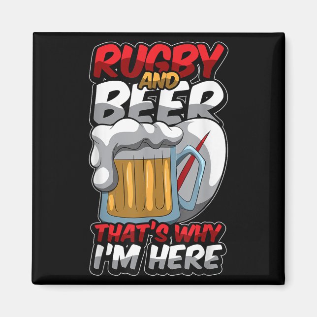 Rugby und Beer das macht mich zum Funny Rugger Quo Magnet (Vorne)