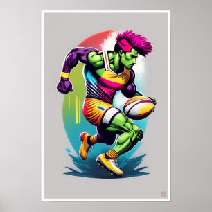 Rugby Warrior Art Print Poster