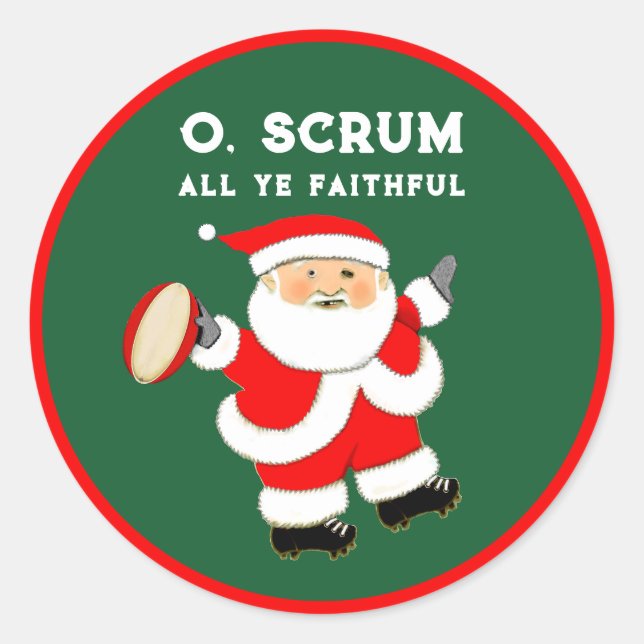 Rugby Weihnachtsgeschenk Runder Aufkleber (Vorderseite)
