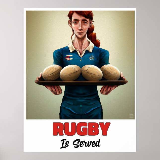 Rugby wird serviert - Rugby-Malerei Poster (Vorne)