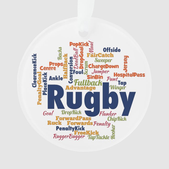 Rugby Word Cloud Ornament (Vorderseite)