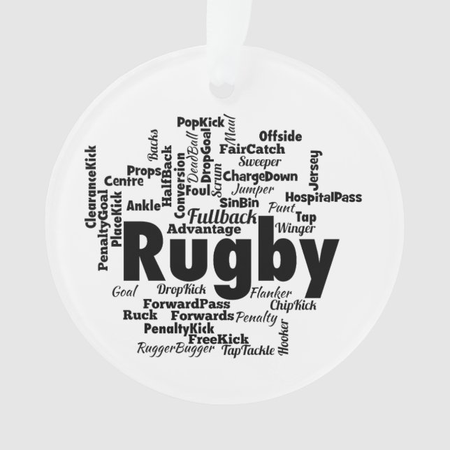 Rugby Word Cloud Ornament (Vorderseite)
