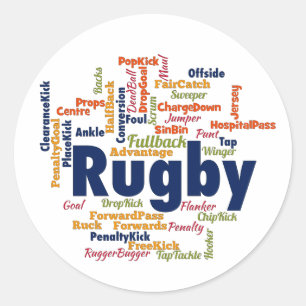 Rugby Word Cloud Runder Aufkleber