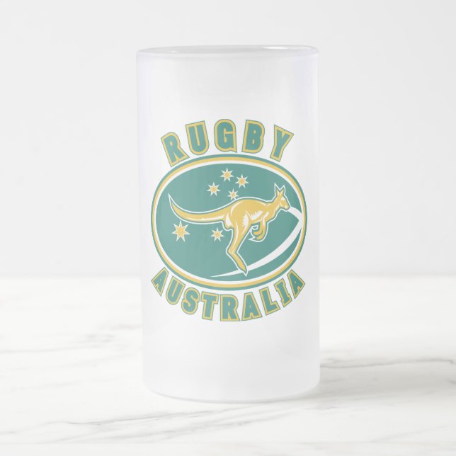 Rugbyaustralien-Känguru Wallabyaustralier Mattglas Bierglas (Mittel)