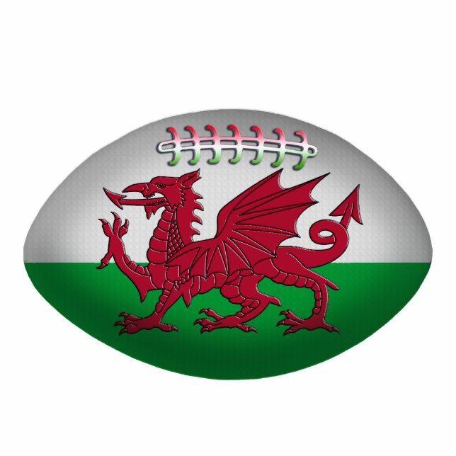 Rugbyball-Wales-Flaggen-Verzierung Fotoskulptur Ornament (Vorne)