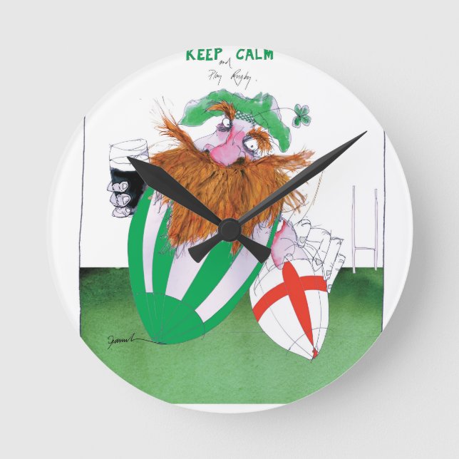 Rugbyballs Irlands V England tony fernandes Runde Wanduhr (Vorderseite)