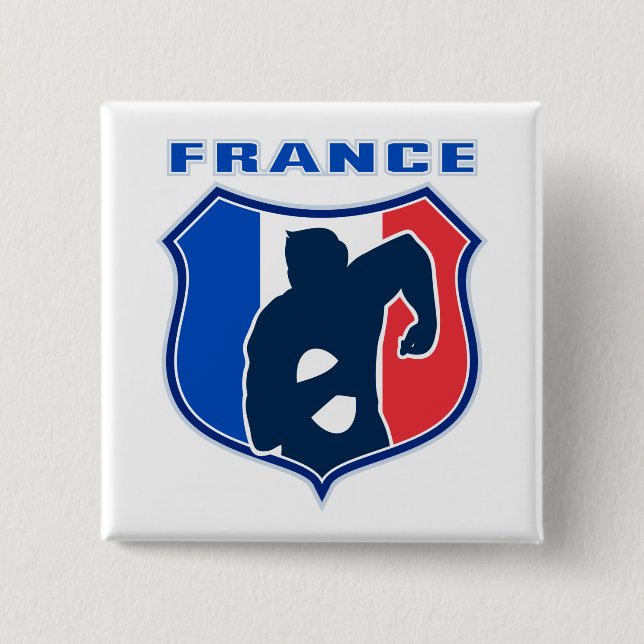 Rugbyspielerfranzosefrankreich-Flaggenschild Button (Vorderseite)