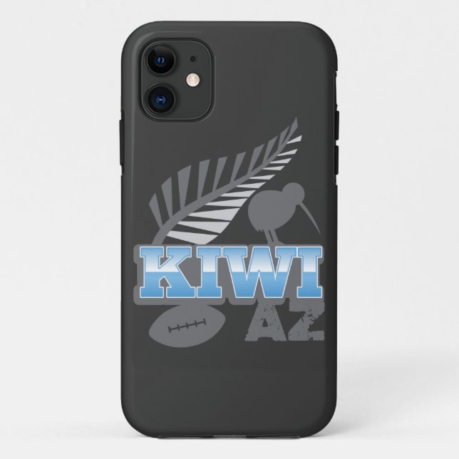 Rugbyvogel der KIWI AZ und silberner Farn Case-Mate iPhone Hülle (Rückseite)