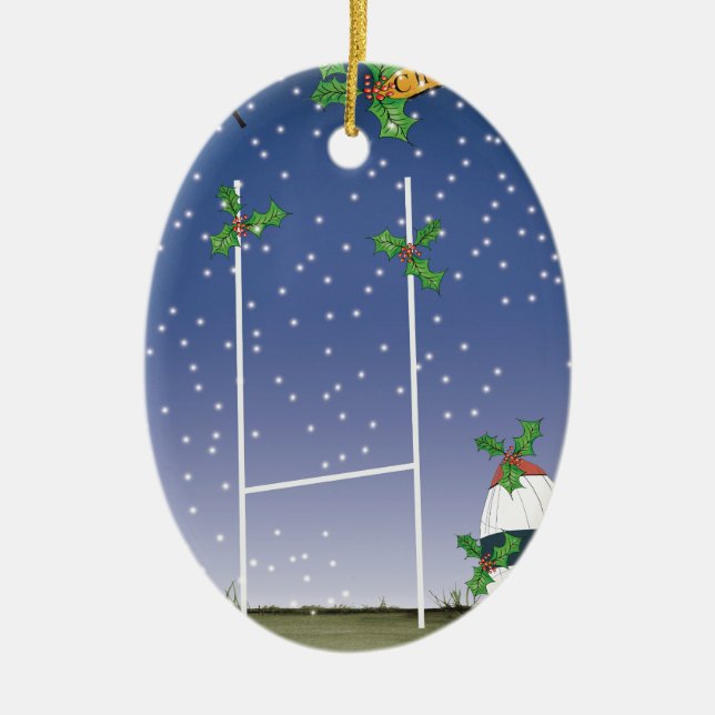 Rugbyweihnachten Keramikornament (Vorne)