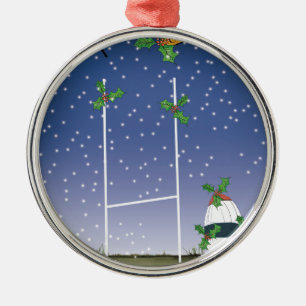 Rugbyweihnachten Silbernes Ornament