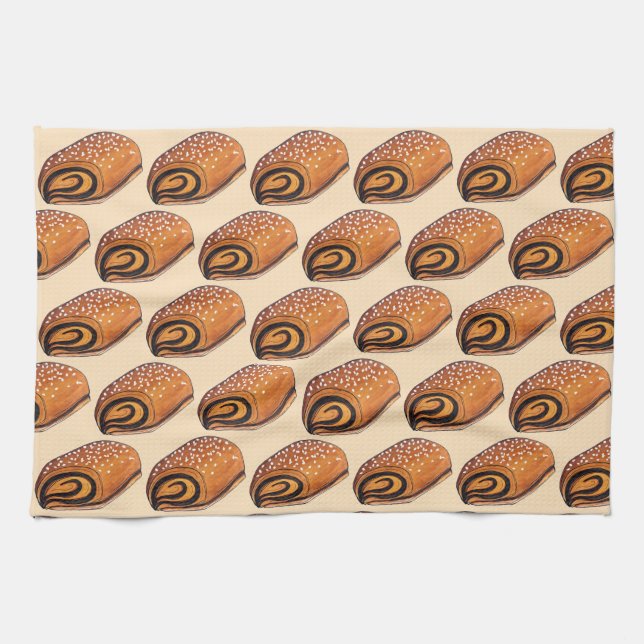 Rugelach Jewish Polish Crescent Roll Pastry Food Geschirrtuch (Horizontal)