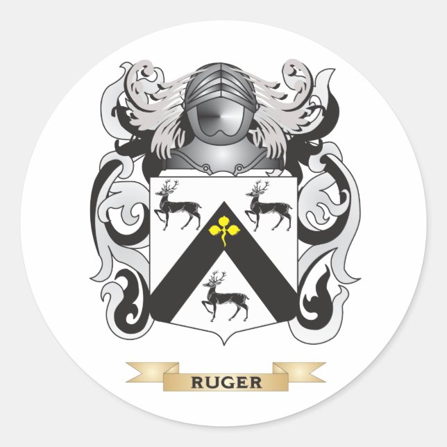 Ruger Coat of Arms (Familienwappen) Runder Aufkleber (Vorderseite)