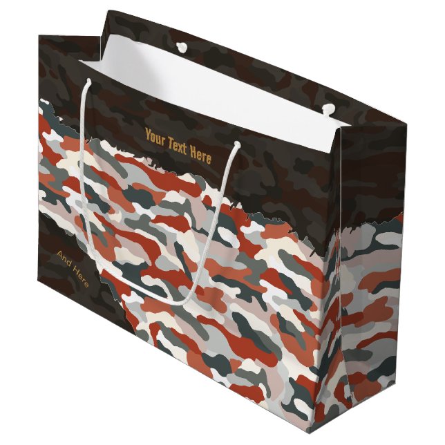 Rugged Autumn Camouflage Personalisiert Große Geschenktüte (Vorderseite Schrägansicht)