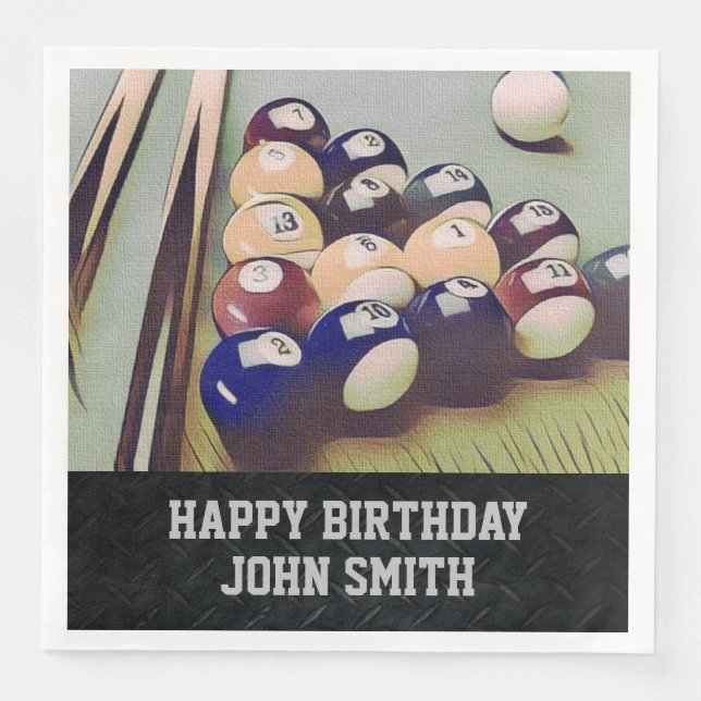 Rugged Billiards Men's Birthday Napkins Serviette (Vorderseite)