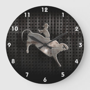 Rugged Bull Rider Große Wanduhr