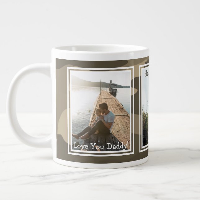Rugged Camouflage 3 Foto Happy Vatertag Jumbo-Tasse (Links)