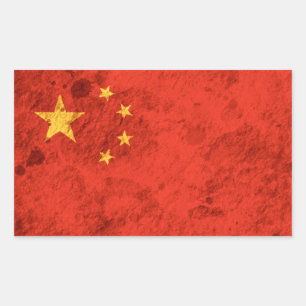 Rugged Chinesische Flagge Rechteckiger Aufkleber