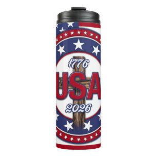 Rugged Cross USA 1776-2026 Flagge Thermosbecher