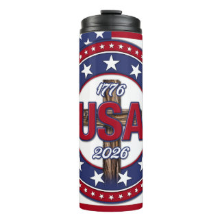 Rugged Cross USA 1776-2026 Flagge Thermosbecher