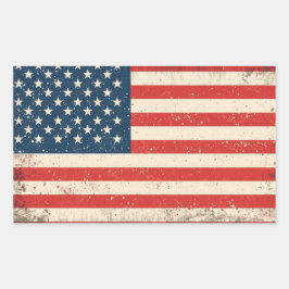 Rugged Distressed Flag Patriotic Rectangle Vinyl D Rechteckiger Aufkleber