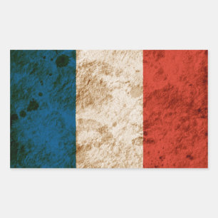 Rugged French Flag Rechteckiger Aufkleber