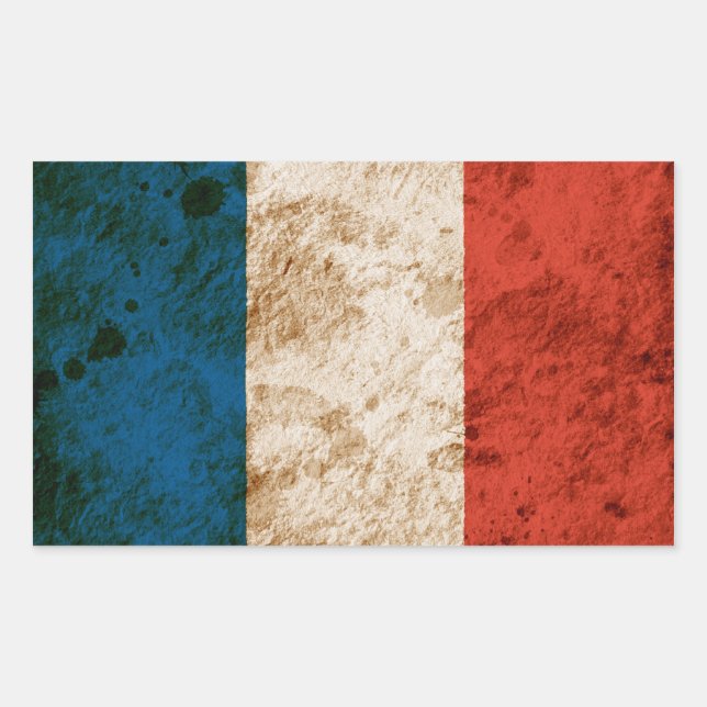 Rugged French Flag Rechteckiger Aufkleber (Vorderseite)