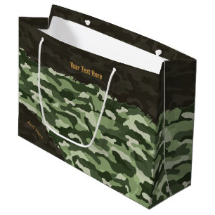 Rugged Green Camouflage Personalisiert Große Geschenktüte