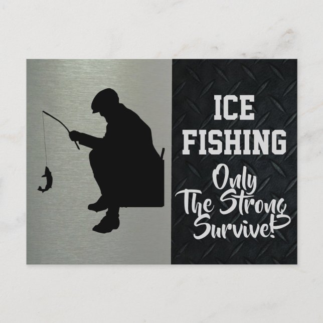 Rugged Ice Fishing Wintersport Hobby Männer Postkarte (Vorderseite)