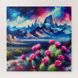Rugged Mountains Blooming Cactus Square 556 pc Puzzle